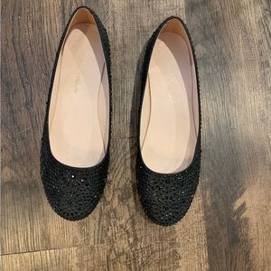 Black Flats GUC Lauren Lorraine Crystal Embellished Size 11